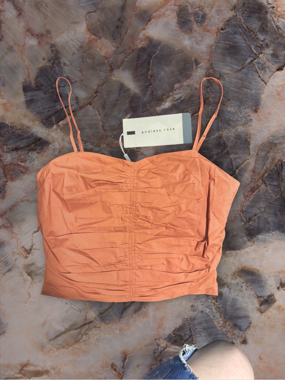 Endless Rose NWT | Ruched Adjustable-Strap Mauve Cami | Invisible Zippered Back